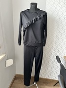 R m czarny Dres messaya falbanką na bluzie