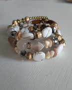 Bransoletka na lince z dodatkiem naturalnych kamieniami biała