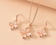 Komplet biżuterii naszyjnik wisiorek kolczyki rose gold + pudełko KPL39