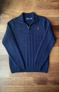 Ralph Lauren Quarter Zip 100% Kaszmir Granatowy L