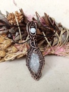 Celestyn Kamień Księżycowy Miedź Wisior Kamienie naturalne Rękodzieło 