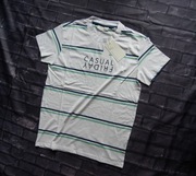 Koszulka T-Shirt męska Casual Friday biała w pasek, rozmiar S