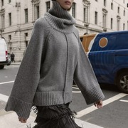 M-L Zara dzianinowy sweter oversize z golfem