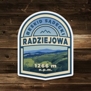 Radziejowa - Beskid Sądecki - turystyczna naklejka górska 5 x 6,5 cm
