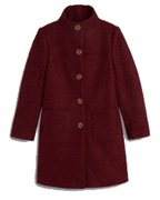 Bordowy płaszcz na guziki r50 prosty z kieszeniami 