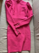 Bandażowa sukienka z bufkami kolor fuksjowy Catwalk Connection 