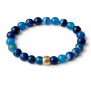 Bransoletka szklane kule imitujące agat pozłacana przekładka z kryształkami