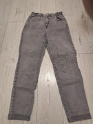 Spodnie damskie jeansowe – szare, z wysokim stanem