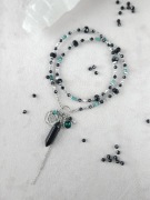 Naszyjnik z kamieni naturalnych, srebrna stal UNIKAT