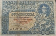 Stary banknot Polska 20 zł 1931 rok Rzeczpospolita 