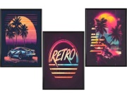 Zestaw 3 plakatów 30x40cm-w stylu Retro,neon,kolorowy