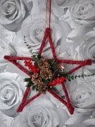 Gwiazda 50cm bordowa kompozycja jesień święta stroik szyszki złoto