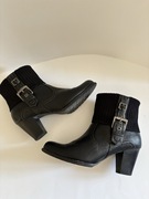 Pesaro 39 botki zimowe ocieplane czarne srebrne elementy bohochick retro