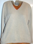 In Linea.  Beżowy kaszmirowy sweter z łatami  40/42