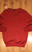 Sweter Dressmann r. M cienki czerwony dekolt v męski bawełniany 