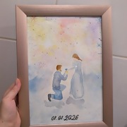 Obraz akwarelowy a4 zaręczyny unikat rocznica ślubu walentynki prezent 