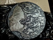Ręcznie malowany obraz 3D Twarz / Kobieta Złoto-Srebro 30cm | Rękodzieło 