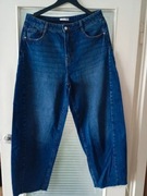 Ciemnogranatowe spodnie barell, jeansy, sinsay rozmiar 42