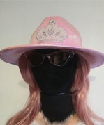 Kapelusz Kowbojski Różowy z  Perłowy koroną