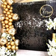 Panele cekinowe czarne 24 sztuki ścianka balonowa