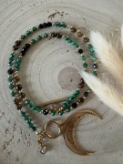 Verde lunula 42 cm malachit tygrysie oko czarny turmalin