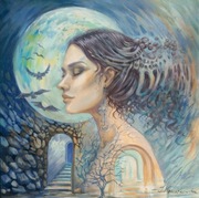 MOONLIGHT KOBIETA  SURREALIZM - 50X50 olej płótno