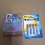 Lampki choinkowe 80 LED na Baterie + 4 Baterie AA 