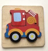 Drewniane puzzle dla dzieci , wóz strażacki