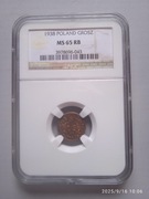 Moneta 1938 1 grosz NGC MS 65 RB