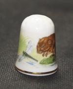 Naparstek Kolekcjonerski Porcelanowy ważka i myszki polne