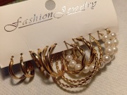 Kolczyki damskie 6 par kolor złoty