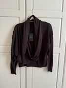 Nowy Czekoladowy sweter Massimo Dutti z szalem S/36 brązowy