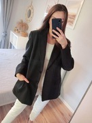 Czarna marynarka żakiet prążki paski Marks Spencer vintage elegancki