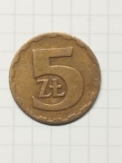 Moneta 5 zł z 1976 roku. PRL.