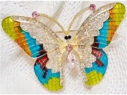 Elegancka Broszka Motyl Pozłacana z Kryształkami Przypinka Pins