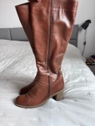 kozaki damskie skóra r. 40 vintage brąz camel