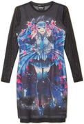 Cropp Czarna sukienka Hatsune Miku siatka przezroczysta r. L 1340S-99X