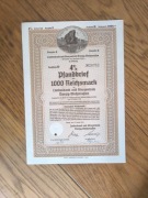 Z75#2@ 4% OBLIGACJA@GDAŃSK DANZIG@WIDOK ZURAWIA  1000 RM EMISJA 2