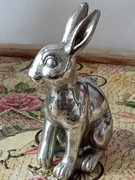 Królik wielkanocny w kolorze srebra,ceramiczny 13 cm