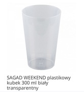 plastikowy kubek 300 ml biały transparentny