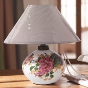 Lampa lampka bzy szkło opalinowe, ręcznie malowane Francja lata 50te