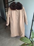 Płaszcz vintage oversize beżowy zimowy 46 3XL 48 4XL