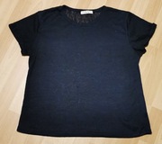 Lejardin du Lin - świetna  klasyczna, cienka granatowa bluzka -100%len,R. L