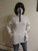 ULVANG sweter damski kremowy stójka wycięcia na kciuk 100% wełna _ M