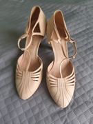 Karen Millen sandałki nude beżowe 38,5 skóra zamsz