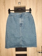 81 Dżinsowa niebieska spódnica do kolan wysoki stan rozmiar M