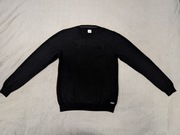 Czarny elegancki wełniany sweter Seven Seas by ID L żywa wełna jak nowy