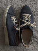 Niebieskie skórzane eleganckie wiązane buty trampki sneakersy Ecco 38