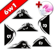 Naklejki - PODGLĄDAJĄCY POTWOREK, Funny Peeking Monsters - 6 SZTUK