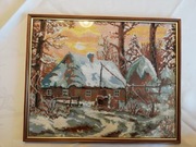 Obraz haft krzyżykowy zimowa chata 